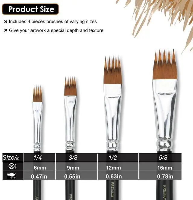 Alt view image 2 of 6 - Paint Brush Comb Set - 4PCS Professional Grainer Brushes for Acrylic Painting, Oil & Watercolor - Texture Brushes for Artists & Beginners, Short Handle