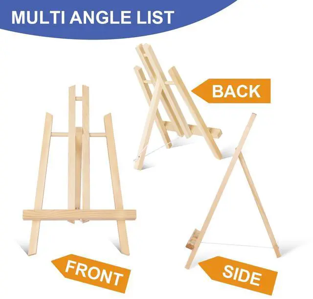 Alt view image 3 of 7 - 2 Pack 11.8" Wood Easels,Tabletop Easel for Painting,Painting Party, Displaying Canvases, Kids Student Table School Desktop, Portable Canvas Photo Picture Sign Holder