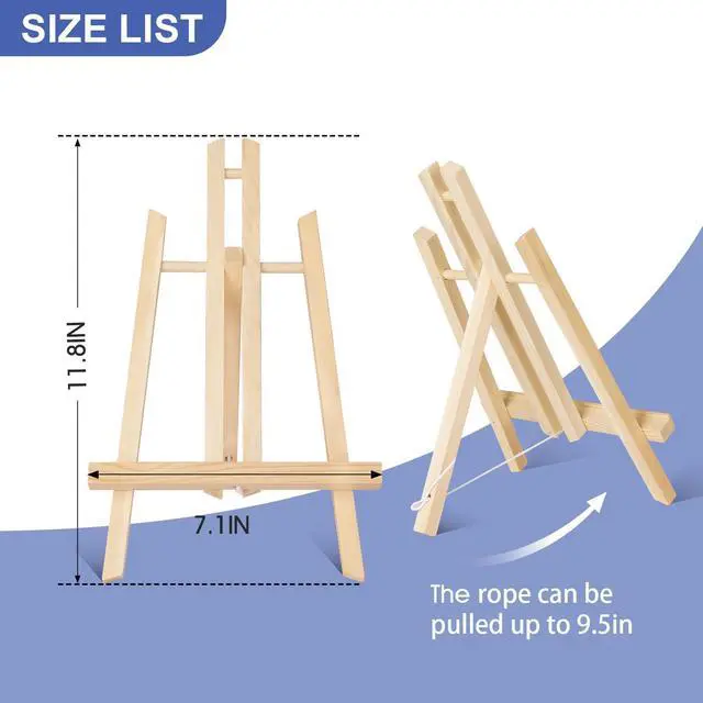 Alt view image 2 of 7 - 2 Pack 11.8" Wood Easels,Tabletop Easel for Painting,Painting Party, Displaying Canvases, Kids Student Table School Desktop, Portable Canvas Photo Picture Sign Holder