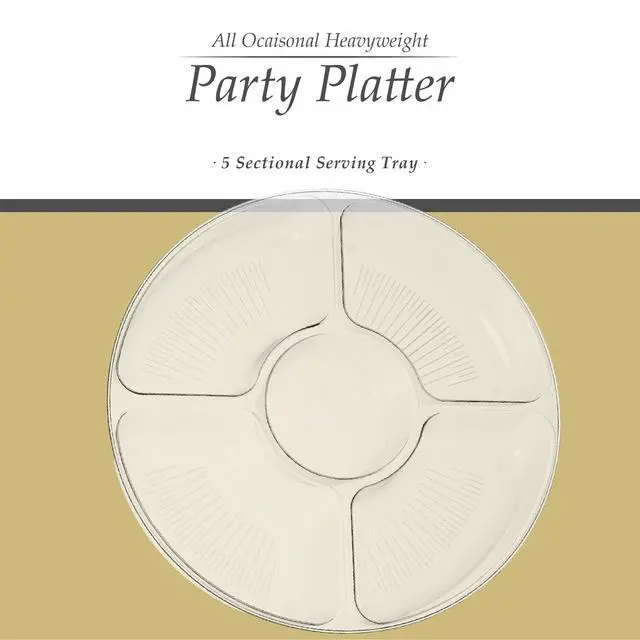 Alt view image 6 of 7 - 5 Sectional Round Plastic Heavy duty Serving Tray/Platters Clear Pack of 2