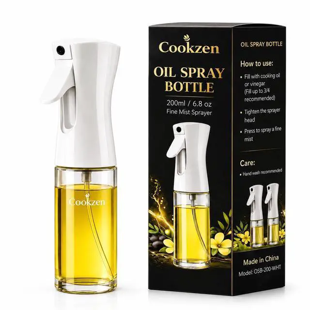 Main image of Oil Sprayer for Cooking, 200-ml Avocado Oil Spray Bottle, Refillable Fine Mist Spray Bottle for Air fryer, BBQ, Salad, Baking (white)