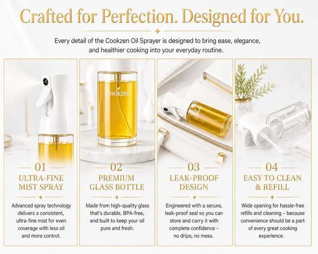 Alt view image 2 of 7 - Oil Sprayer for Cooking, 200-ml Avocado Oil Spray Bottle, Refillable Fine Mist Spray Bottle for Air fryer, BBQ, Salad, Baking (white)