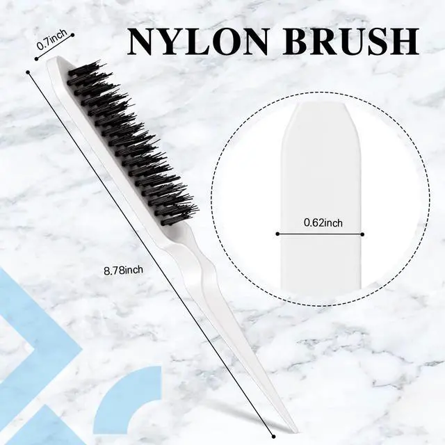 Alt view image 3 of 7 - 3 Pcs Slick Back Hair Brush Set Bristle Brush Edge Control Teasing Comb for Women Black Hair(White)