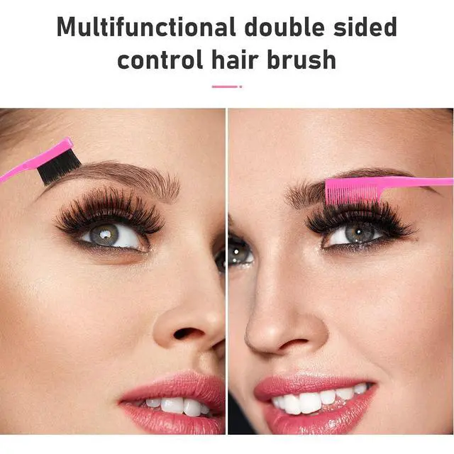 Alt view image 4 of 6 - 12 Pieces Hair Brush Set, Nylon Teasing Hair Brushes 3 Row Salon Teasing Brush, Double Sided Edge Smooth Comb Grooming, Rat Tail Combs with Duckbill Clips for Women(Pink)