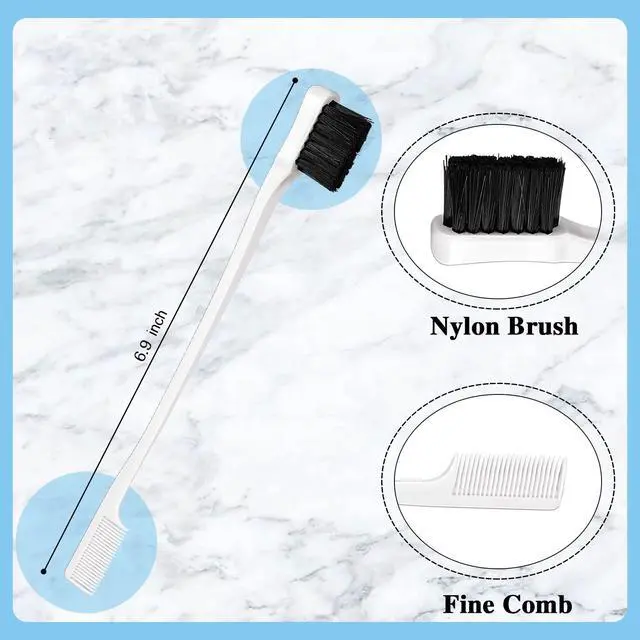 Alt view image 2 of 7 - 3 Pcs Slick Back Hair Brush Set Bristle Brush Edge Control Teasing Comb for Women Black Hair(White)
