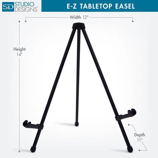 Alt view image 3 of 7 - SD Studio Designs E-Z Tabletop Easel Portable Folding Metal Art Easel for Painting, Drawing, Canvas & Display Lightweight Steel, Black