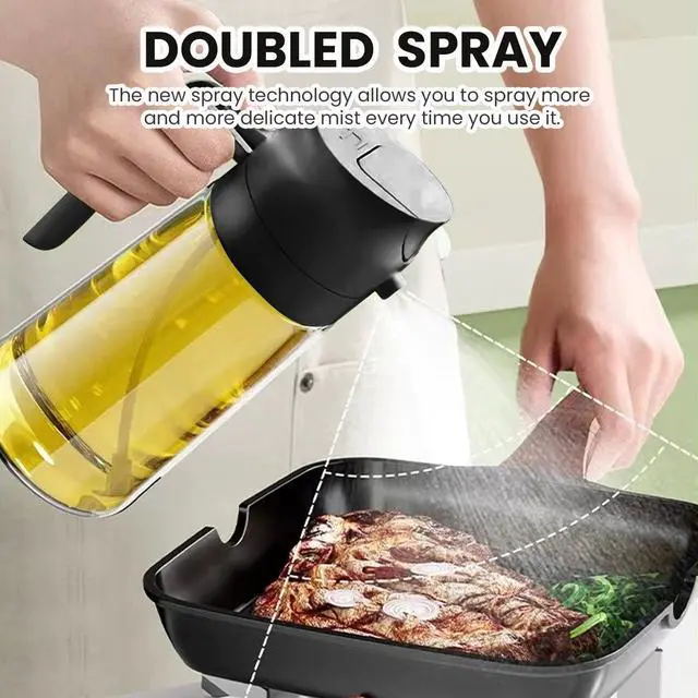 Alt view image 4 of 5 - 2-in-1 Oil Mister & Pourer, Glass Cooking Oil Container, Food-Safe Olive Oil Sprayer, Dual-Function Spray & Pour, Leakproof Refillable Bottle for Air Fryer, Salad, BBQ, Kitchen Baking