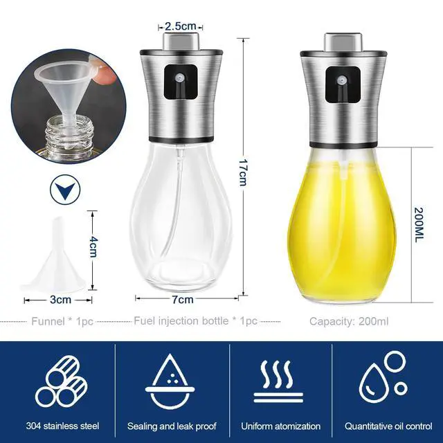 Alt view image 2 of 7 - Glass Olive Oil Sprayer for Air Fryer & Grill 1g Precise Oil Control