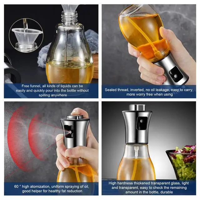 Alt view image 4 of 7 - Glass Olive Oil Sprayer for Air Fryer & Grill 1g Precise Oil Control
