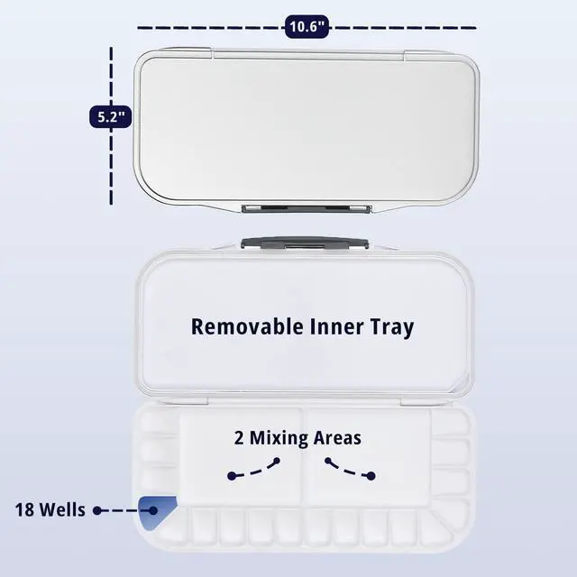Alt view image 2 of 7 - Airtight Watercolor Palette with Lid, 18 Wells & 2 Mixing Areas