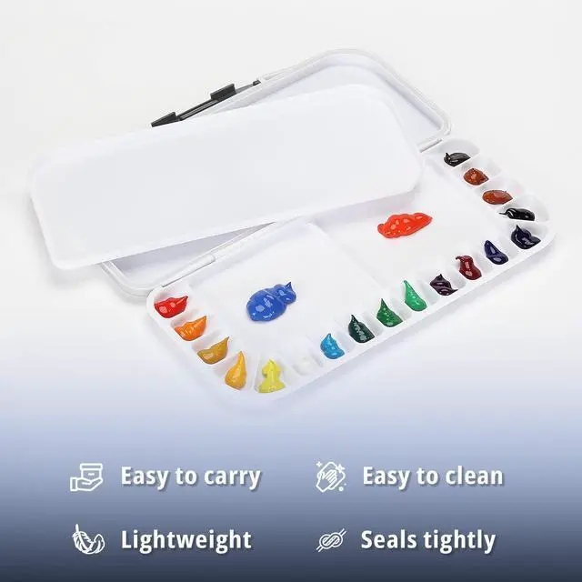 Alt view image 3 of 7 - Airtight Watercolor Palette with Lid, 18 Wells & 2 Mixing Areas