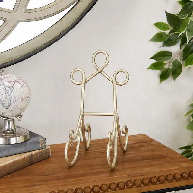 Alt view image 2 of 7 - Metal Display Easel Scroll Tabletop Easel, Display Stand 5" x 8" x 9", Brass