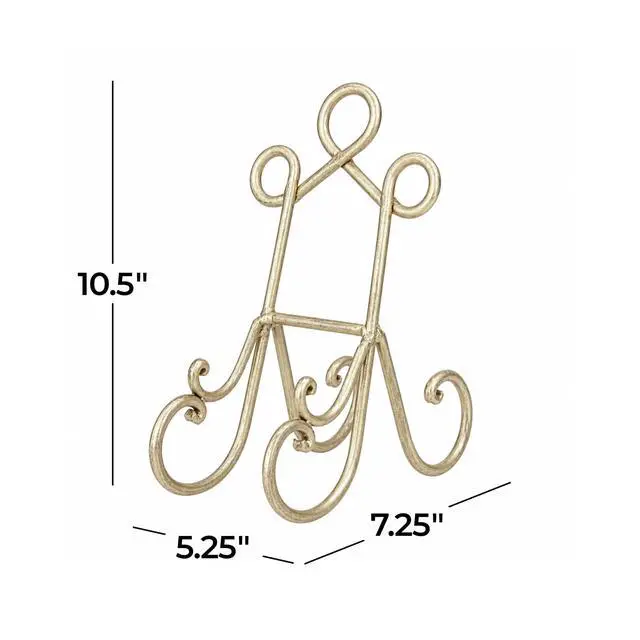 Alt view image 4 of 7 - Metal Display Easel Scroll Tabletop Easel, Display Stand 5" x 8" x 9", Brass