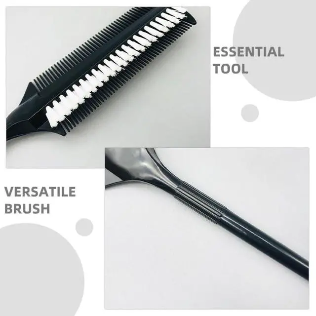 Alt view image 4 of 7 - 4pcs Black Smoothing and Sectioning Brush Set Double Sided Comb for Edge Teasing Parting and Ballroom Dancing Hair Styling