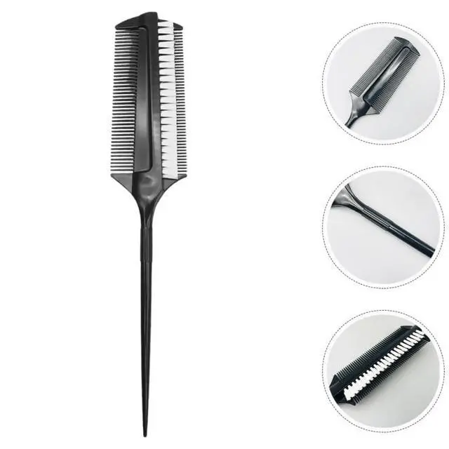 Alt view image 3 of 7 - 4pcs Black Smoothing and Sectioning Brush Set Double Sided Comb for Edge Teasing Parting and Ballroom Dancing Hair Styling