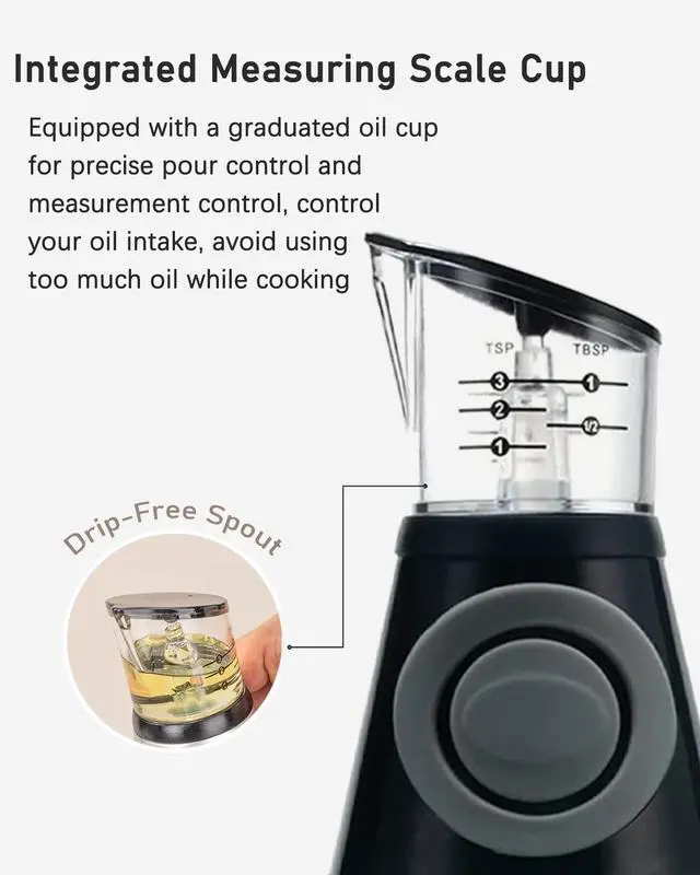 Alt view image 4 of 7 - Oil Dispenser Bottle, 8.5oz Olive Oil Dispenser Oil Sprayer, Clear Glass Refillable Oil and Vinegar Dispenser Bottle with Measuring Scale Pump for Kitchen, Cooking, Salads, Baking Frying