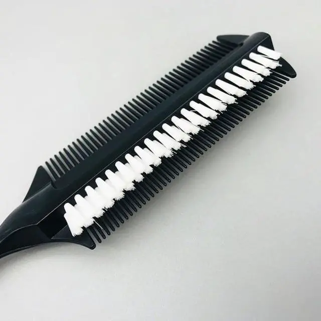 Alt view image 7 of 7 - 4pcs Black Smoothing and Sectioning Brush Set Double Sided Comb for Edge Teasing Parting and Ballroom Dancing Hair Styling