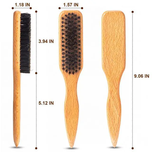 Alt view image 7 of 7 - 5pcs Boar Bristle Slick Back Hair Brush,Double Sided Edge Control Brush,Metal Pin Rat Tail Combs,Bristle Teasing Hair Brush,Woman Girl hair Styling Pink