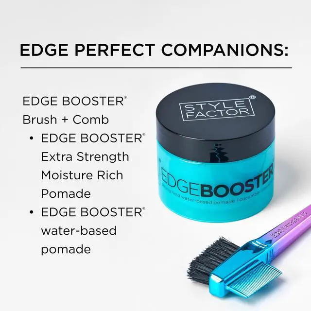 Alt view image 6 of 7 - EDGE BOOSTER® Edge Brush+Comb Regular | Baby Hair Brush/Travel Brush with Compact Case | Travel Size Dual-Ended Boar Bristles & Pintail Comb for Edges, Parting & Styling | Pink/White