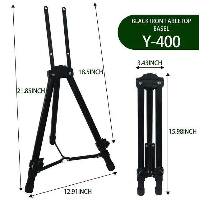 Alt view image 4 of 7 - Table Top Easel Stand for Sign Art Adjustable Portable Sturdy Tripod Artist Easel for Painting and Display - Black Heavy Duty Poster Floor White Board Stand for Canvas Holder Painter and Adults