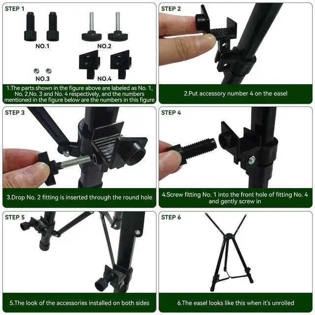 Alt view image 6 of 7 - Table Top Easel Stand for Sign Art Adjustable Portable Sturdy Tripod Artist Easel for Painting and Display - Black Heavy Duty Poster Floor White Board Stand for Canvas Holder Painter and Adults