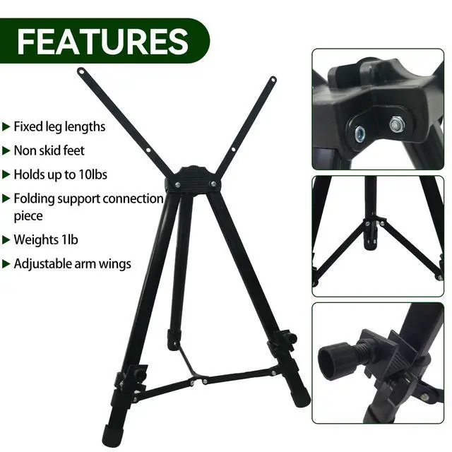 Alt view image 5 of 7 - Table Top Easel Stand for Sign Art Adjustable Portable Sturdy Tripod Artist Easel for Painting and Display - Black Heavy Duty Poster Floor White Board Stand for Canvas Holder Painter and Adults