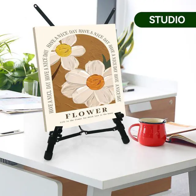 Alt view image 7 of 7 - Table Top Easel Stand for Sign Art Adjustable Portable Sturdy Tripod Artist Easel for Painting and Display - Black Heavy Duty Poster Floor White Board Stand for Canvas Holder Painter and Adults