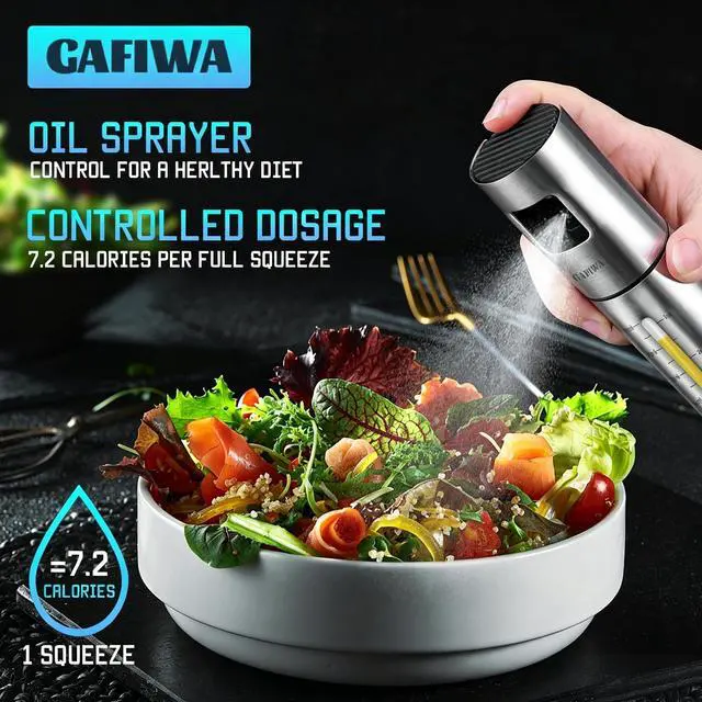 Alt view image 2 of 5 - Advanced Olive Oil Sprayer for Cooking, Kitchen Avocado Oil Spray Bottles, Oil Mister Dispenser, 304 Stainless Steel Shell & Food-safe PP Plastic inner Bottle, 100ml, Leak-Proof and Portable.