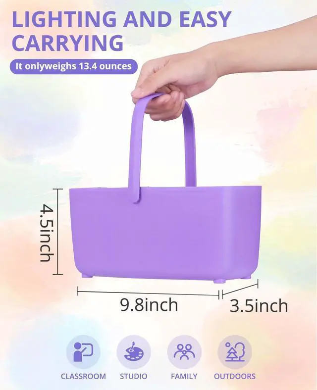 Alt view image 5 of 6 - Paint Brush Cleaner - Paint Brush Holder with Palette and Handle,Rinser for Acrylic, Watercolor, and Water-Based Paints, Painting Art Supply Storage Organizer (purple)