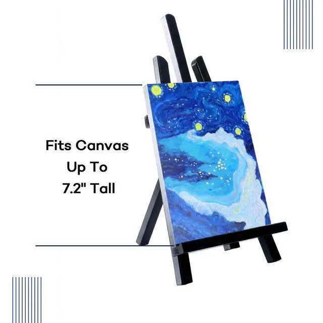 Alt view image 4 of 6 - Black Wooden Display Easel Stand, 13 Inch Folding Tabletop A-Frame Mini Easels for Canvas, Photos, Wedding Signs & Menus, Solid Radiata Pine Wood, 2 Pack