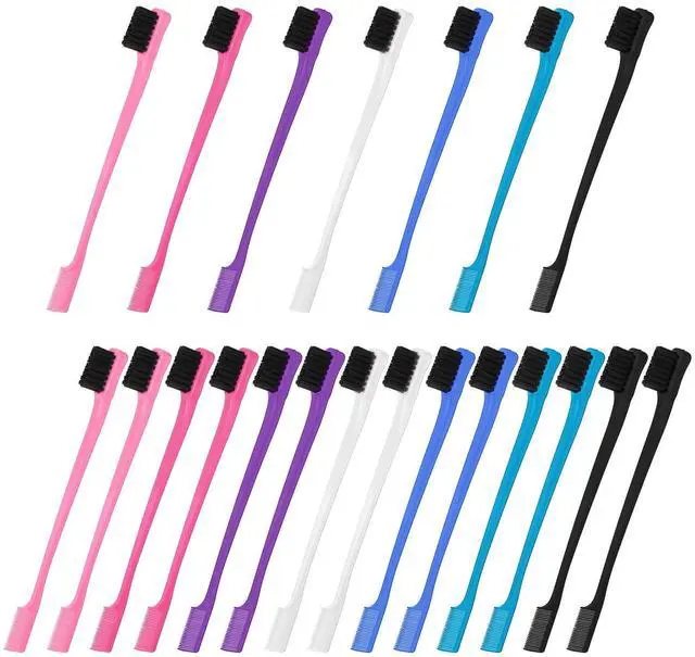 Main image of 21 Pcs Double Sided Edge Control Hair Brush Comb Combo Pack Professional Hair Edge Brush Smooth Comb Grooming (7 Colors)