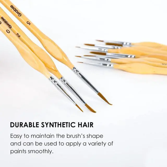 Alt view image 5 of 6 - Paint Brush Set, 11 Pcs Miniature Brushes for Fine Detailing & Art Painting - Acrylic, Watercolor, Oil, Models and Gouache