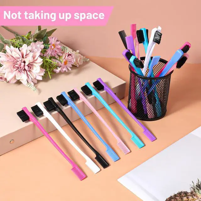Alt view image 5 of 7 - 21 Pcs Double Sided Edge Control Hair Brush Comb Combo Pack Professional Hair Edge Brush Smooth Comb Grooming (7 Colors)