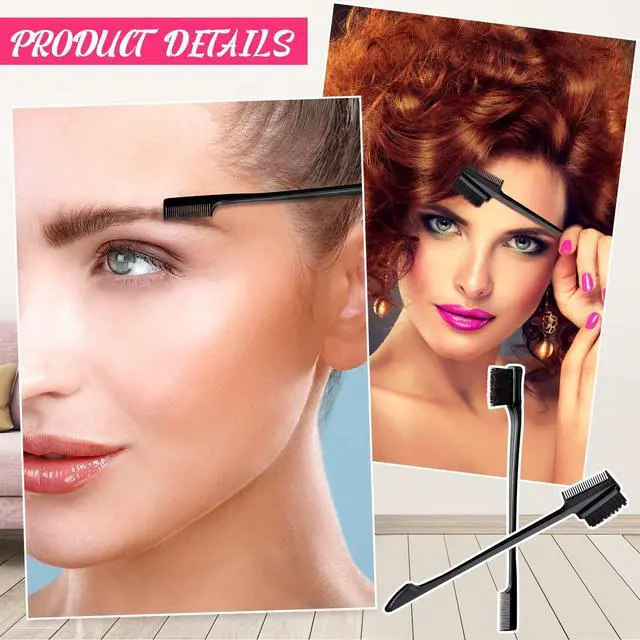 Alt view image 3 of 7 - 12 Pcs Black Hair Brush Set Teasing Hair Edge Brush Rat Tail Comb Double Sided Nylon Boar Bristle 3 Row Comb with Duckbill Clips for Stylist Salon Styling Sectioning