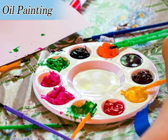 Alt view image 4 of 7 - 4 PCS Paint Palette, INIFUS Paint Pallet for Kids & StudentsPlastic Paint Tray Palettes with 10 Wells,Painting Supplies for Kids