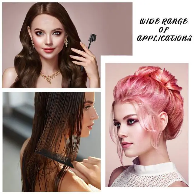 Alt view image 7 of 7 - 12 Pcs Black Hair Brush Set Teasing Hair Edge Brush Rat Tail Comb Double Sided Nylon Boar Bristle 3 Row Comb with Duckbill Clips for Stylist Salon Styling Sectioning