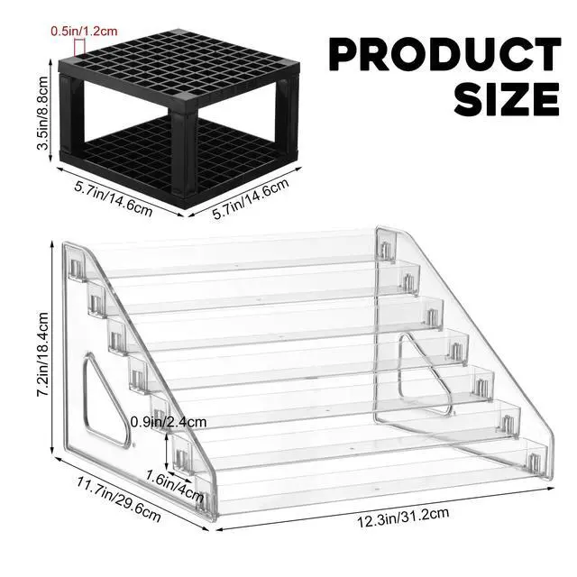 Alt view image 2 of 7 - Clear Paint Organizer With Brush Holder, 7 Layers Acrylic Paint Organizer Storage Rack, Craft Rack Miniature Holder Storage, Size for Small tube and jars