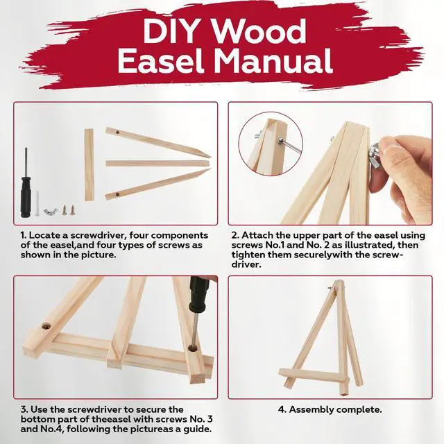 Alt view image 3 of 7 - 10 Pack 9 Inch Wooden Easel Stand, Portable A-Frame Tabletop Display Easel for Painting, Canvas, Signs,Photos, Art Easel for Students, BeginnersNeed Assemble