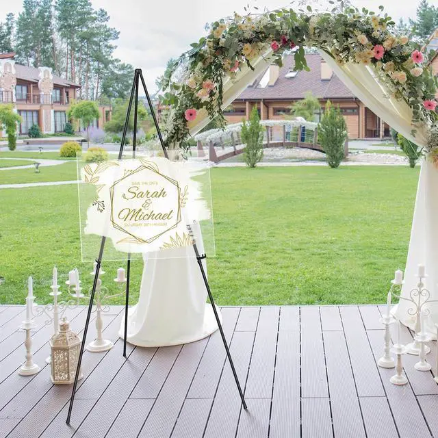 Alt view image 2 of 6 - Thicken Display Easel Stand for Wedding - 63" Instant Tripod Collapsible Portable Sturdy Floor Easel - Easy Folding Adjustable Poster Metal Stand for Signs, Display Show, Artist, Art, Painting - Black