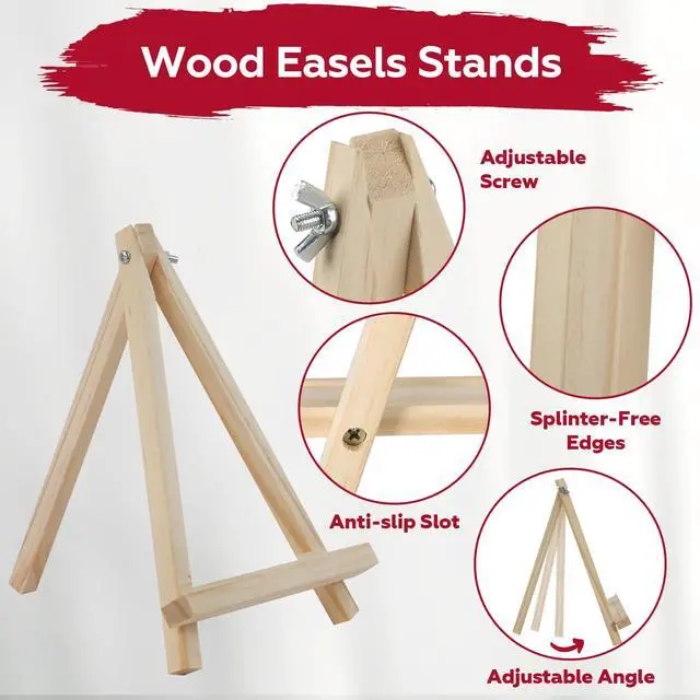 Alt view image 5 of 7 - 10 Pack 9 Inch Wooden Easel Stand, Portable A-Frame Tabletop Display Easel for Painting, Canvas, Signs,Photos, Art Easel for Students, BeginnersNeed Assemble
