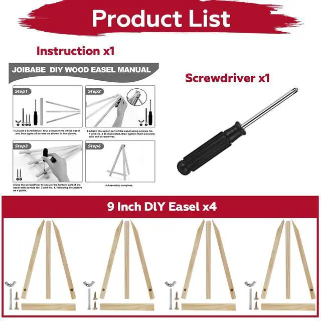 Alt view image 6 of 7 - 10 Pack 9 Inch Wooden Easel Stand, Portable A-Frame Tabletop Display Easel for Painting, Canvas, Signs,Photos, Art Easel for Students, BeginnersNeed Assemble
