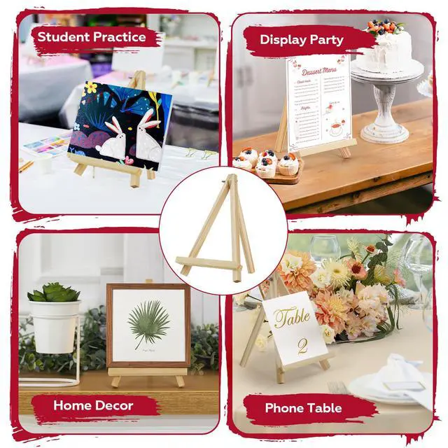 Alt view image 7 of 7 - 10 Pack 9 Inch Wooden Easel Stand, Portable A-Frame Tabletop Display Easel for Painting, Canvas, Signs,Photos, Art Easel for Students, BeginnersNeed Assemble