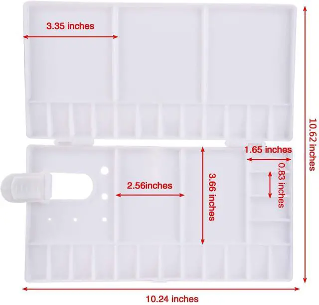 Alt view image 2 of 6 - SUNIY Watercolor Palette Folding Paint Tray Plastic Painting Pallet with 33 Compartments, Thumbhole and Brush Holders, White