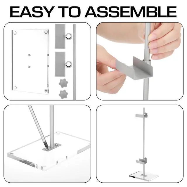 Alt view image 3 of 7 - Adjustable Tabletop Easel Silver Picture Frame Holder Stand up to 16.5" H Metal Floating Picture Rack for Display Easel with Acrylic Base 16 x 5 Frame Holder Stand Table for Art Photo Signs