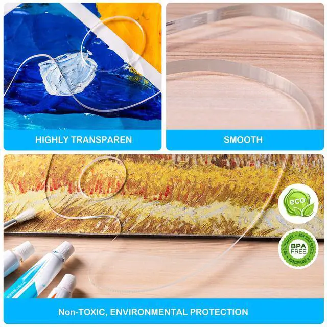 Alt view image 4 of 7 - 3pcs Acrylic Paint Palette Clear Art Palette for Adults & Kids, Transparent Non-Stick Oil Paint Palette with Protective Film for DIY Craft Art Painting Plate