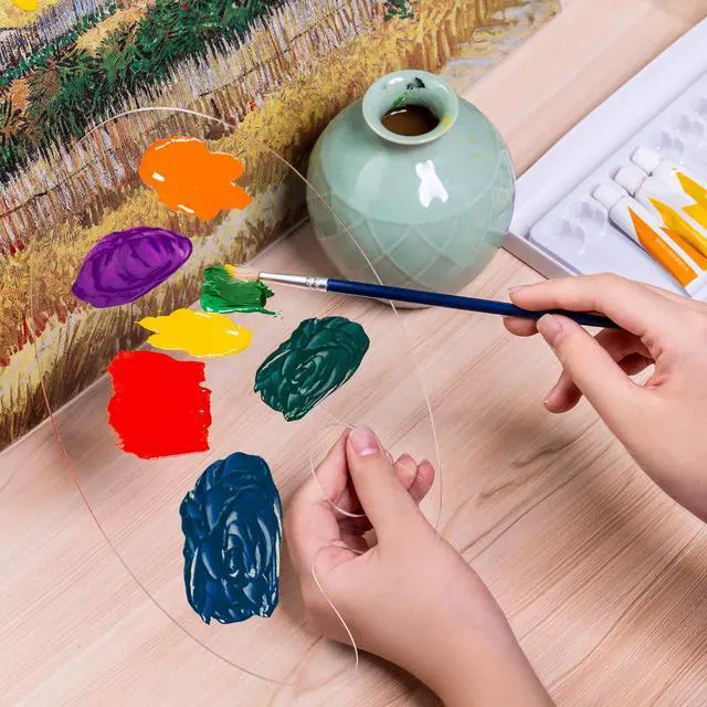 Alt view image 5 of 7 - 3pcs Acrylic Paint Palette Clear Art Palette for Adults & Kids, Transparent Non-Stick Oil Paint Palette with Protective Film for DIY Craft Art Painting Plate