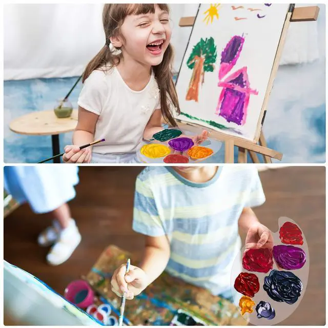 Alt view image 7 of 7 - 3pcs Acrylic Paint Palette Clear Art Palette for Adults & Kids, Transparent Non-Stick Oil Paint Palette with Protective Film for DIY Craft Art Painting Plate