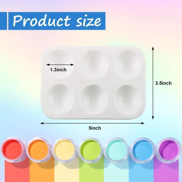 Alt view image 3 of 7 - 20 PCS White Paint Tray Palettes, Plastic Watercolor Paint Pallets with 6 Wells for Painting Party, DIY Craft and Art Painting