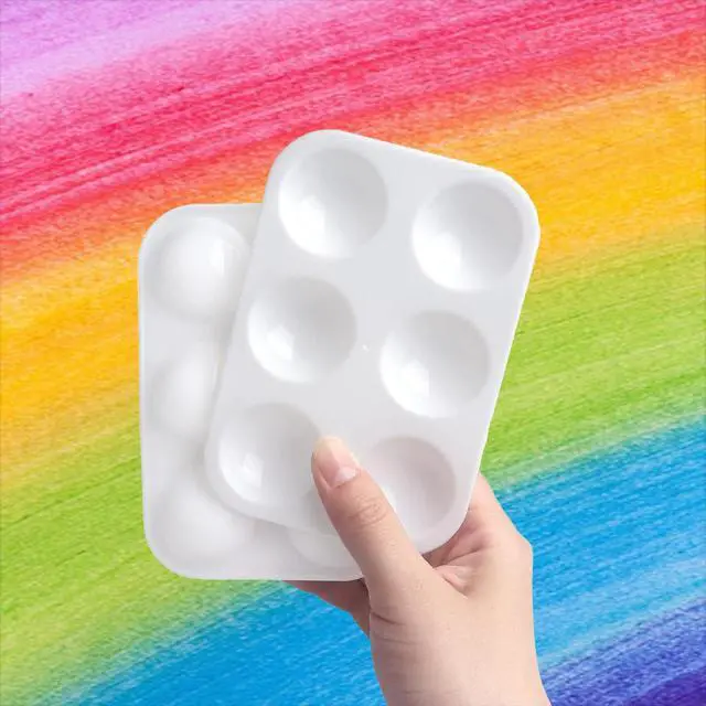 Alt view image 4 of 7 - 20 PCS White Paint Tray Palettes, Plastic Watercolor Paint Pallets with 6 Wells for Painting Party, DIY Craft and Art Painting