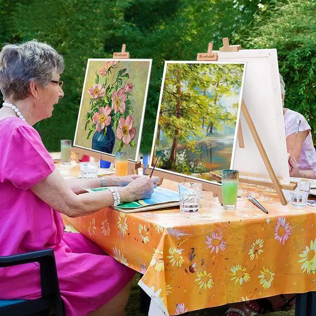 Alt view image 7 of 7 - Painting Easel, A-Frame Wooden Tabletop Easel Display Stand